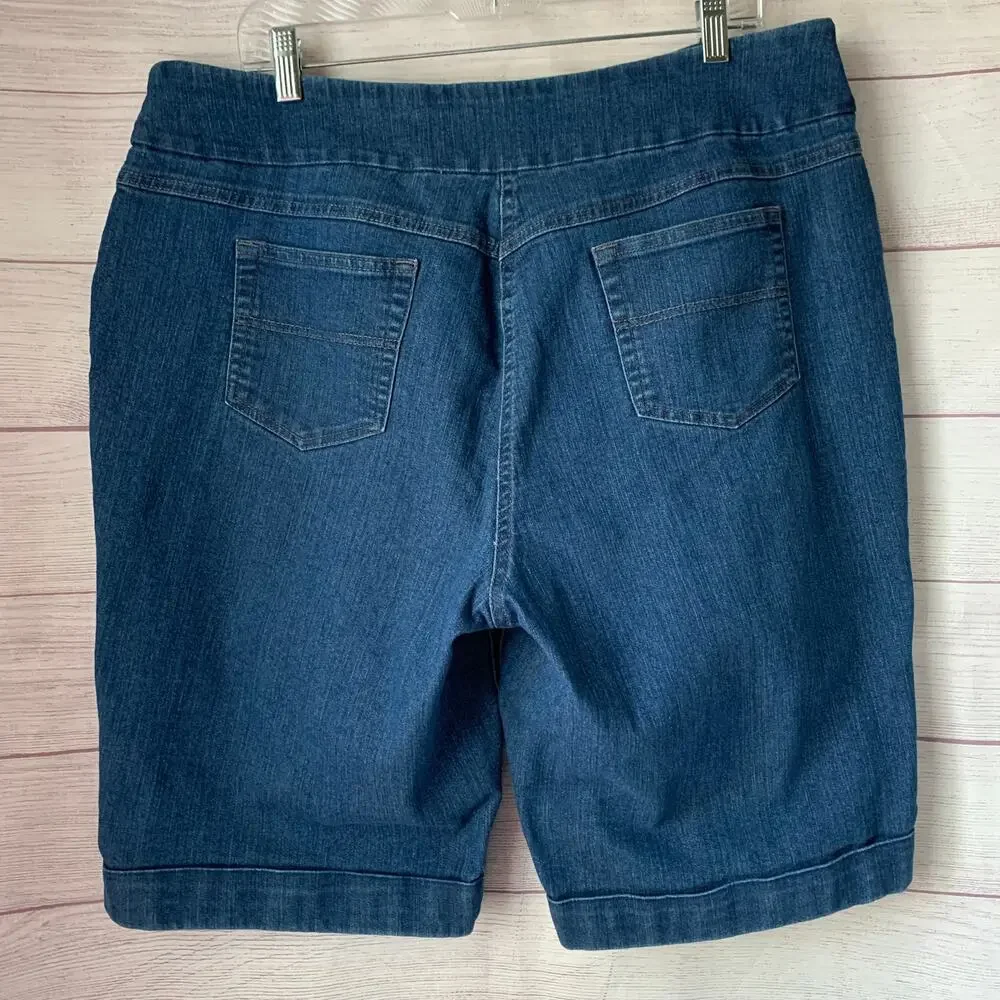 Westbound Denim Jean Bermuda Shorts Pull On Cuffed Hem Size 18